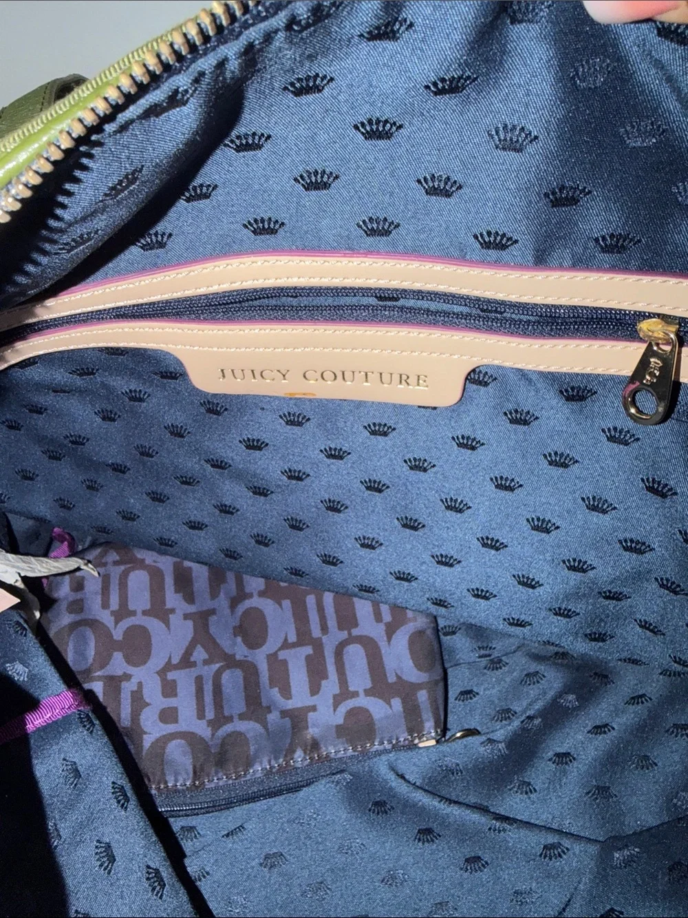 Juicy Couture Quilted Olive Green Shoulder Bag with Tassel